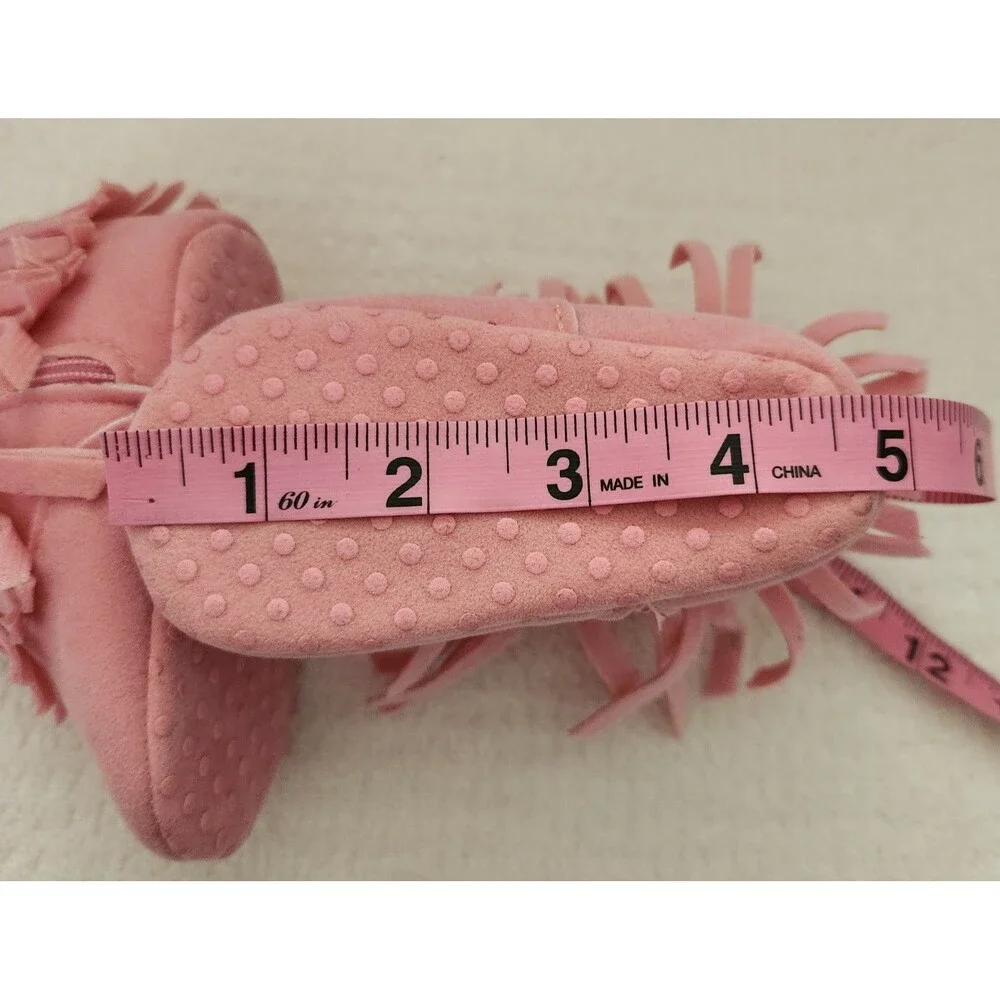 Baby Pink Fringe Cowboy Boots Infant Size 2 Soft Sole Zippered Crib Shoes
